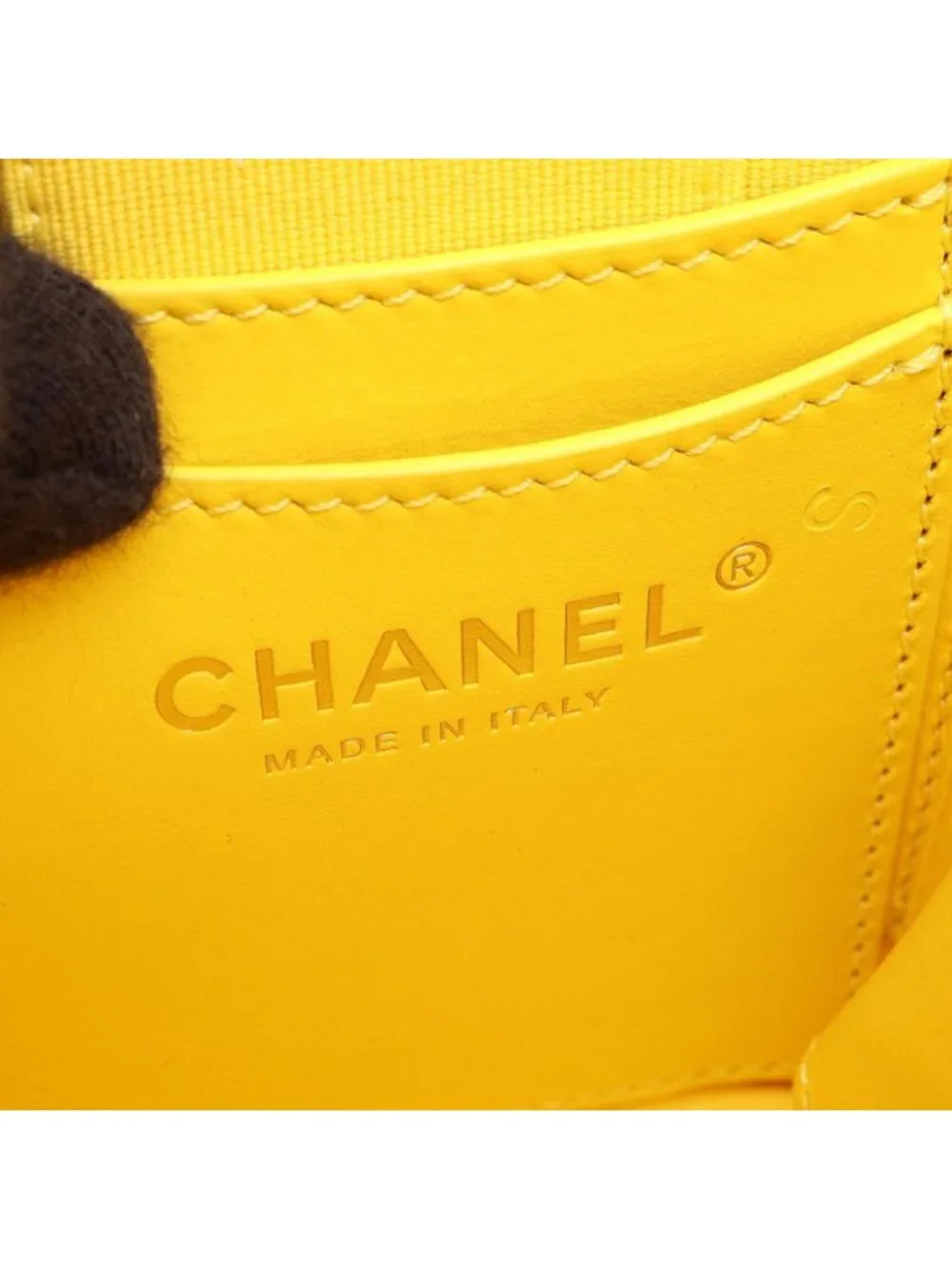 Chanel Shoulder Bag Quilted Vanity Yellow Lambskin Chain